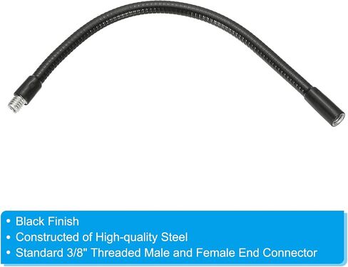 Patikil 20 "Groenseck ، 3/8" أنثى إلى ذكور الخيط المعدني Universal خراطيم مرنة ARM GOSONECK أنبوب التمديد لكاميرا الحركة ، الهاتف ، الميكروفون ، الأسود in Kuwait