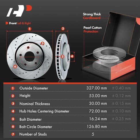 A-Premium Front and Rear Drilled and Slotted Disc Brake Rotors + Ceramic Pads Kit Compatible with Select Jeep Models - Grand Cherokee 2005-2010, Commander 2006-2010, 12-PC Set in Saudi Arabia