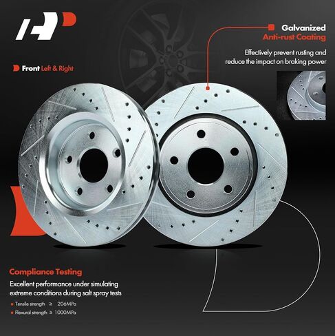 A-Premium Front and Rear Drilled and Slotted Disc Brake Rotors + Ceramic Pads Kit Compatible with Select Jeep Models - Grand Cherokee 2005-2010, Commander 2006-2010, 12-PC Set in Saudi Arabia