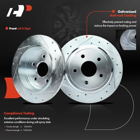 A-Premium Front and Rear Drilled and Slotted Disc Brake Rotors + Ceramic Pads Kit Compatible with Select Jeep Models - Grand Cherokee 2005-2010, Commander 2006-2010, 12-PC Set in Saudi Arabia