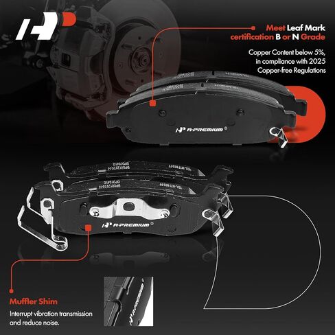 A-Premium Front and Rear Drilled and Slotted Disc Brake Rotors + Ceramic Pads Kit Compatible with Select Jeep Models - Grand Cherokee 2005-2010, Commander 2006-2010, 12-PC Set in Saudi Arabia