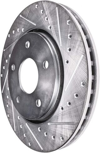 Detroit Axle - Front Brake Kit for Hyundai 2009-2011 Genesis [3.8L Sedan] Drilled and Slotted Disc Brake Rotors Ceramic Brakes Pads 2010 Replacement : 12.60" inch Front Rotors in Saudi Arabia
