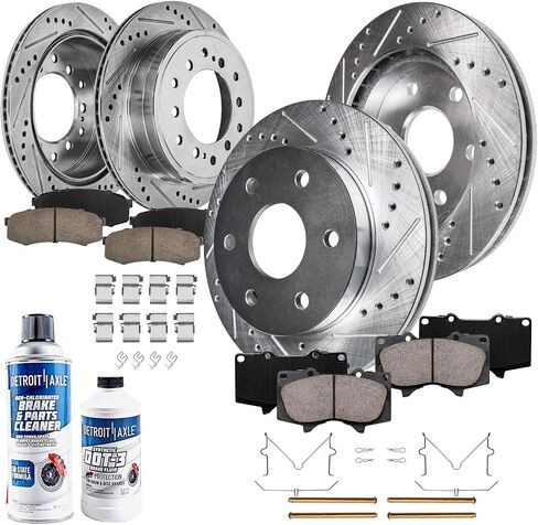 Detroit Axle - مجموعة الفرامل لعام 2001-2007 Toyota Sequoia حفر ومقاطع منصات الفرامل السيراميك 2001 2002 2003 2004 2005 2006 2007 استبدال الأمامي والخلفي in Saudi Arabia