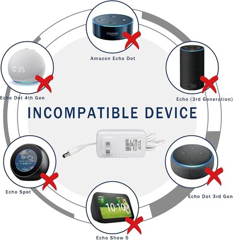 شاحن محول الطاقة 21W لـ Echo (الجيل الأول والثاني) ، Echo Show (1st Gen) ، Echo Plus (1st Gen) ، Fire TV (2nd Gen) ، Look Echo ، Link Echo ، استبدال سلك الطاقة 6.5 أقدام ، أبيض in Kuwait