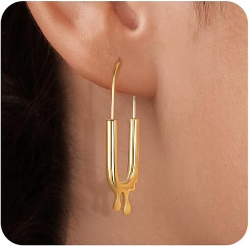 Surgical Steel Huggie Hoop Earrings 14K Gold Plated Hypoallergenic Drop Dangle Earrings for Women Waterproof and Non Tarnish in Saudi Arabia