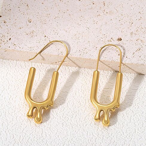 Surgical Steel Huggie Hoop Earrings 14K Gold Plated Hypoallergenic Drop Dangle Earrings for Women Waterproof and Non Tarnish in Saudi Arabia