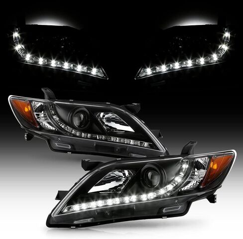 ACANII - For 2007-2009 Toyota Camry LED DRL Running Black Housing Projector Headlights Headlamps, Driver & Passenger in Saudi Arabia