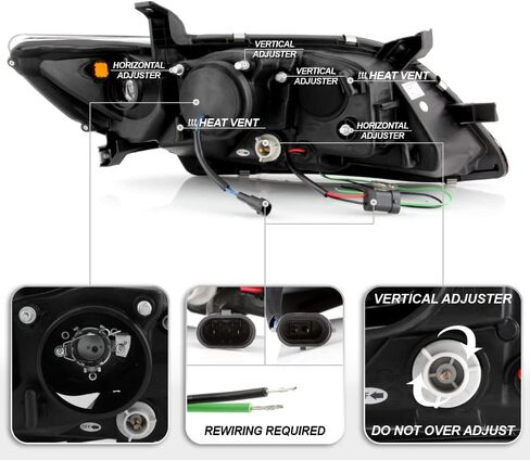 ACANII - For 2007-2009 Toyota Camry LED DRL Running Black Housing Projector Headlights Headlamps, Driver & Passenger in Saudi Arabia