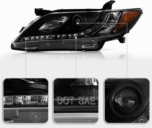 ACANII - For 2007-2009 Toyota Camry LED DRL Running Black Housing Projector Headlights Headlamps, Driver & Passenger in Saudi Arabia