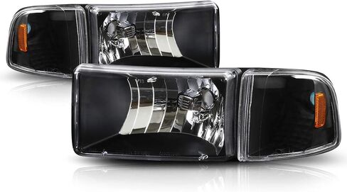 PM PERFORMOTOR 4Pcs Headlights Assembly+Corner Lamps Compatible with 94-02 Dodge Ram 1500 2500 3500,Chrome Housing Clear Corner in Saudi Arabia