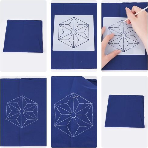 FREEBLOSS 12Pcs 5.5/5.9inch PET Sashiko Stencils Flowers Line Template for Hand Quilting Sashiko Patterns Templates Embroidery Stencils for Hand Sewing Lovers in Kuwait