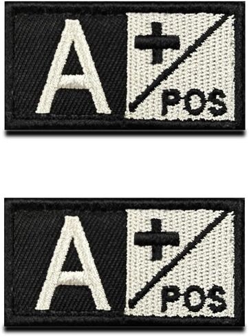 Zcketo 2 Pcs Tactical Army Green Blood Type A+ Positive Patch Embroidered Hook and Loop Military Medic First Aid Emblem Patch for Outdoors Travel Military CS Medical Aid Bag Pouch(A+) in Saudi Arabia