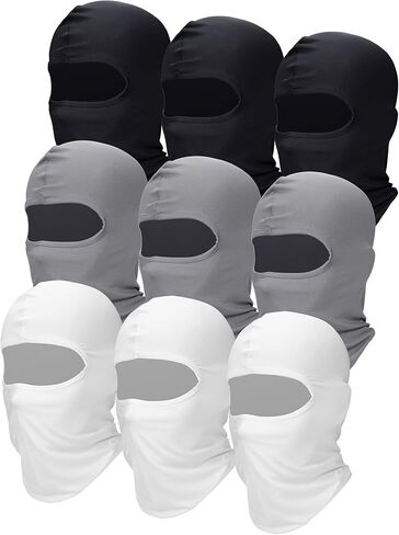 SATINIOR 9 Pieces Balaclava Full Face Mask UV Sun Protection Face Cover Summer Cooling Neck Gaiter Breathable Windproof Hood (),One Size in Kuwait
