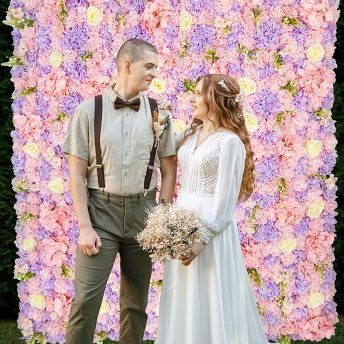 COKAOBE Pink Flower Wall Backdrop, 12PCS 3D Silk Rose Floral Wall, 15 x 15 Inch Artificial Flower Panels for Wedding, Party, Bridal Shower, Baby Shower, Home and Photo Backdrop Decoration in Saudi Arabia