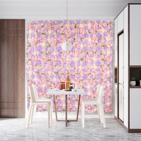 COKAOBE Pink Flower Wall Backdrop, 12PCS 3D Silk Rose Floral Wall, 15 x 15 Inch Artificial Flower Panels for Wedding, Party, Bridal Shower, Baby Shower, Home and Photo Backdrop Decoration in Saudi Arabia