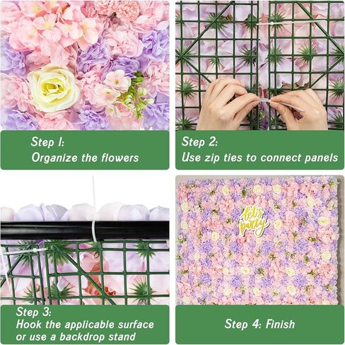 COKAOBE Pink Flower Wall Backdrop, 12PCS 3D Silk Rose Floral Wall, 15 x 15 Inch Artificial Flower Panels for Wedding, Party, Bridal Shower, Baby Shower, Home and Photo Backdrop Decoration in Saudi Arabia