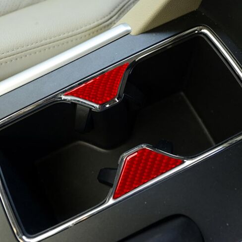 Real Carbon Fiber Wrap Center Console Water Cup Holder Trim Car Accessories Interior Aesthetic Compatible with Honda Accord 9th Gen 2013 2014 2015 2016 2017 Accessories Red in Saudi Arabia