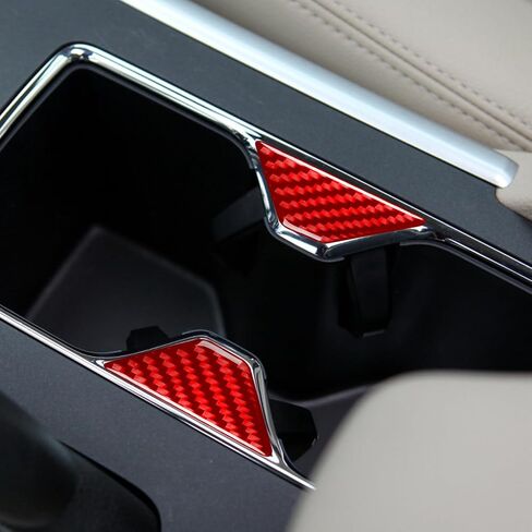 Real Carbon Fiber Wrap Center Console Water Cup Holder Trim Car Accessories Interior Aesthetic Compatible with Honda Accord 9th Gen 2013 2014 2015 2016 2017 Accessories Red in Saudi Arabia