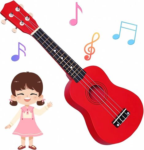 Kids Guitar Acoustic, 21 Inch Wooden Acoustic Guitar Child Guitar Ukulele Children Guitar 4 String Childrens Musical Instruments Perfect For Guitar Beginner in Saudi Arabia