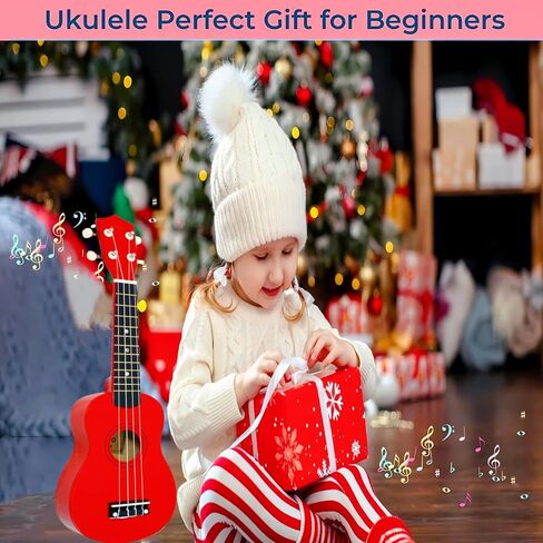 Kids Guitar Acoustic, 21 Inch Wooden Acoustic Guitar Child Guitar Ukulele Children Guitar 4 String Childrens Musical Instruments Perfect For Guitar Beginner in Saudi Arabia