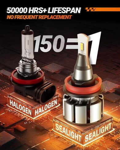 Sealight 2025 36000lm H11/H8/H9 LED لمصابيح LED ، رقائق ترقية ، طقم لامعة عالية ، 6000K أبيض بارد ، IP68 مقاوم للماء ، H11 Foglight in Saudi Arabia