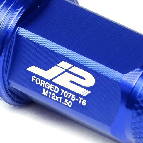 Auto Dynasty J2 Engineering 7075-T6 Compatible withged Aluminum M12X1.5 20Pcs 80mm Tall Spiky Cap Lug Nut Set w/Adapter (Blue) in Saudi Arabia