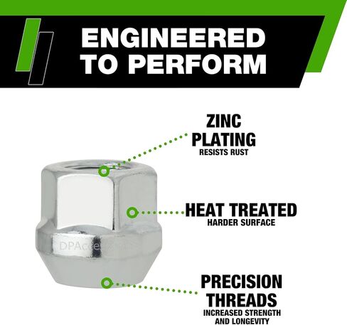 DPAccessories Zinc M12x1.25 Lug Nuts - Open End Bulge Acorn - 21mm (0.83") Tall - 19mm (3/4") Hex - Set of 20 - D2125-2308/20 in Saudi Arabia
