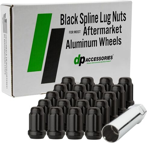 DPAccessories Lug Nuts متوافقة مع 1994-2004 Chevrolet S10 | نمط الشريط الأسود | عجلات الألمنيوم ما بعد البيع فقط | مجموعة من 20 عجلة المكسرات و 1 أداة | DCHS1002A-BK/1 in Kuwait