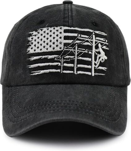 Lineman Gifts for Men, Adjustable Vintage Cotton Embroidered Electrician Dad Hat in Kuwait