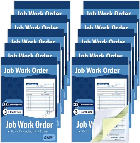 gisgfim 6 Pads Job Work Order Book 3 Part Carbonless Receipt Books Work Order Forms 5-9/16 x 8-7/16 Inches Order Receipt Books Invoice Receipt Book Orders for Small Business 33 Sets per Pads in Saudi Arabia