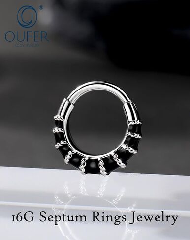 OUFER 316L حلقات الحاجز الفولاذية الجراحية ، 16G DAITH SEPTUM JEWERCY JOWNEDRY ، SPISTER SCRIPTING HELIX DIATH أقراط للنساء MEN-8MM in Saudi Arabia