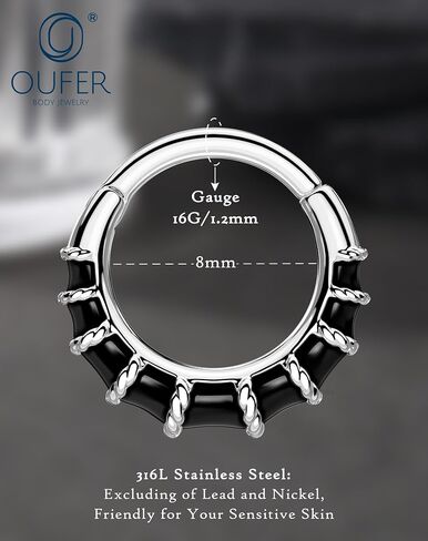 OUFER 316L حلقات الحاجز الفولاذية الجراحية ، 16G DAITH SEPTUM JEWERCY JOWNEDRY ، SPISTER SCRIPTING HELIX DIATH أقراط للنساء MEN-8MM in Saudi Arabia