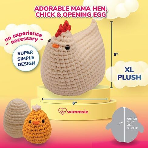 Wimmsie Crochet Animal Kit for Beginners - Easy Beginner Crochet Kit for Kids - Amigurumi Chicken Chick & Egg - 3 Kawaii Stuffed Animals - Cute DIY Yarn Plush in Saudi Arabia
