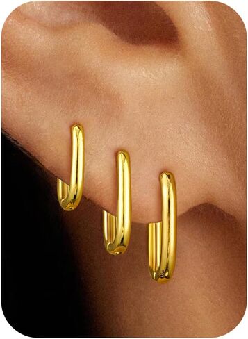 أقراط Yoosteel Gold Hoop للنساء ، و 14 ألفًا من الذهب المطلي بالذهب مكتنزة أقراط من أجل النساء القابل للتكديس على الأقراط الخفيفة في مجوهرات القرط الخفيفة in Kuwait