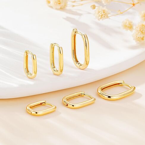 أقراط Yoosteel Gold Hoop للنساء ، و 14 ألفًا من الذهب المطلي بالذهب مكتنزة أقراط من أجل النساء القابل للتكديس على الأقراط الخفيفة في مجوهرات القرط الخفيفة in Kuwait