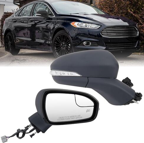 Driver Side Mirror Compatible with Ford Fusion 2013-2016 Sedan S SE SE Hybrid, Heated, with Turn Signal, Puddle Light, Blind Spot, Manual Folding, Power Mirrors Replace ‎DS7Z17683BA (Left White) in Kuwait
