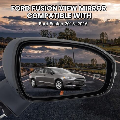 Driver Side Mirror Compatible with Ford Fusion 2013-2016 Sedan S SE SE Hybrid, Heated, with Turn Signal, Puddle Light, Blind Spot, Manual Folding, Power Mirrors Replace ‎DS7Z17683BA (Left White) in Kuwait