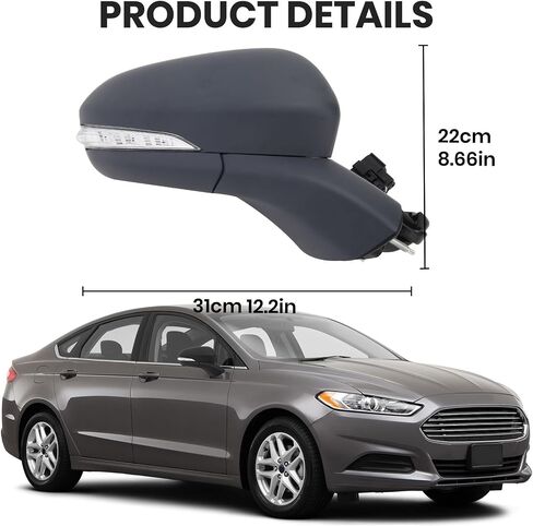 Driver Side Mirror Compatible with Ford Fusion 2013-2016 Sedan S SE SE Hybrid, Heated, with Turn Signal, Puddle Light, Blind Spot, Manual Folding, Power Mirrors Replace ‎DS7Z17683BA (Left White) in Kuwait