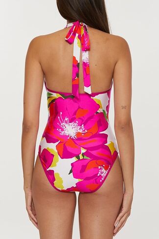 Trina Turk Women's Bloom Reversible One Piece Swimsuit, Plunge Neck, Bathing Suits in Saudi Arabia