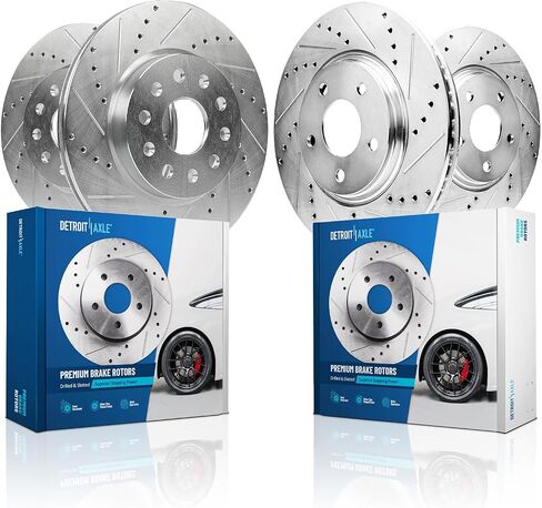 محور ديترويت - دوارات الفرامل لعام 2015-2019 كاديلاك ATS [W/Brembo Calipers] 12.64 "بوصة الأمامية و 12.40" بوصة محفورة ودوار فرامل القرص الخلف 2016 2017 2018 in Saudi Arabia