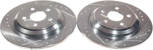 POWERSTOP Rear Pair of Drilled and Slotted Brake Rotors For Ford Bronco Sport 2023, Ford Maverick 2022-2024 [Vehicle Specific] in Saudi Arabia