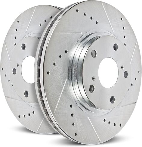POWERSTOP Rear Pair of Drilled and Slotted Brake Rotors For Ford Bronco Sport 2023, Ford Maverick 2022-2024 [Vehicle Specific] in Saudi Arabia