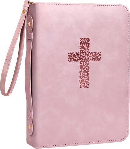 JUST BLESSED Elegant PU Leather Bible Cover Case for Women Men - Minimalist Bible Cover - Classic Bible Covers for Women - Bible Case/Bible Cases for Woman - Bible Carrying Case for Women Men in Saudi Arabia