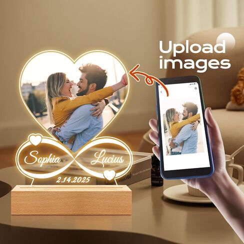 Custom Picture Frames with Photo, Personalized Photo Frame with Night Light, Customized Picture Frame, Personalized Christmas Birthday Gifts for Women, Men, Mom, Dad, Baby, Kid, Pet, Friend, Family in Saudi Arabia