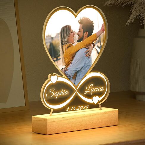 Custom Picture Frames with Photo, Personalized Photo Frame with Night Light, Customized Picture Frame, Personalized Christmas Birthday Gifts for Women, Men, Mom, Dad, Baby, Kid, Pet, Friend, Family in Saudi Arabia