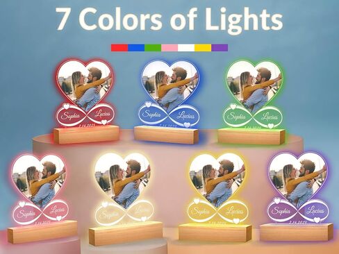 Custom Picture Frames with Photo, Personalized Photo Frame with Night Light, Customized Picture Frame, Personalized Christmas Birthday Gifts for Women, Men, Mom, Dad, Baby, Kid, Pet, Friend, Family in Saudi Arabia