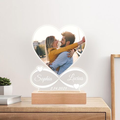 Custom Picture Frames with Photo, Personalized Photo Frame with Night Light, Customized Picture Frame, Personalized Christmas Birthday Gifts for Women, Men, Mom, Dad, Baby, Kid, Pet, Friend, Family in Saudi Arabia