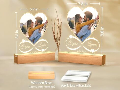 Custom Picture Frames with Photo, Personalized Photo Frame with Night Light, Customized Picture Frame, Personalized Christmas Birthday Gifts for Women, Men, Mom, Dad, Baby, Kid, Pet, Friend, Family in Saudi Arabia