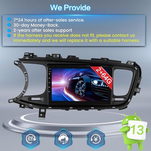 8 Core 4G+64G Inefala for Kia Optima K5 2013-2015 Android 13 Car Stereo Radio with Wireless Carplay & Android Auto, 9" Touchscreen with WiFi GPS BT DSP 4G Antenna FM/RDS/AM Backup Camera Mic in Kuwait