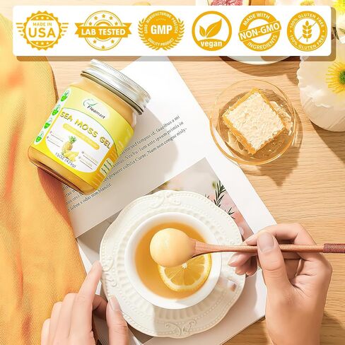 15 أوقية البحر الطحلب جل الأيرلندي البرية هلام Seamoss Seamoss ، ودعم المعادن فيتامينات Superfood Superfood ، ونكهة الأناناس in Saudi Arabia